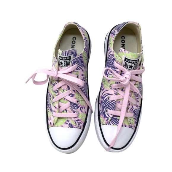 Converse Ctas Eva Lift OX Platform Low Sneakers Canvas Kids Women Pink A01200F - Picture 10 of 11